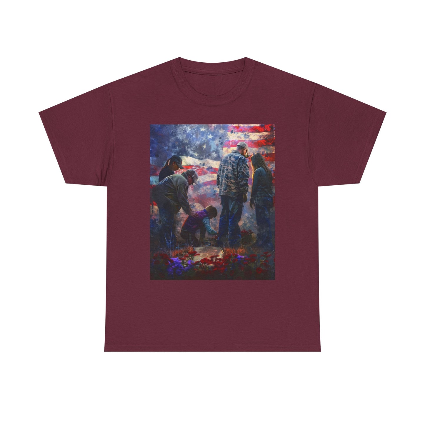 T-Shirt American Flag Soldier Grave Memorial Tribute Unisex Tee