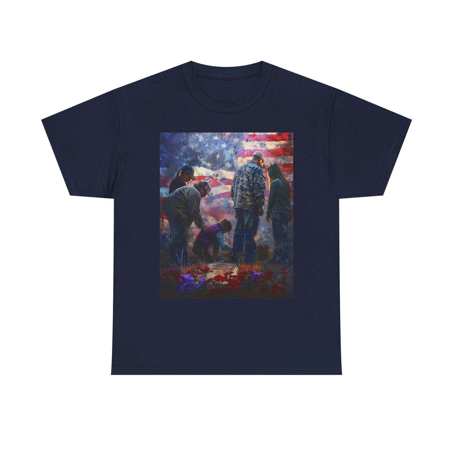 T-Shirt American Flag Soldier Grave Memorial Tribute Unisex Tee