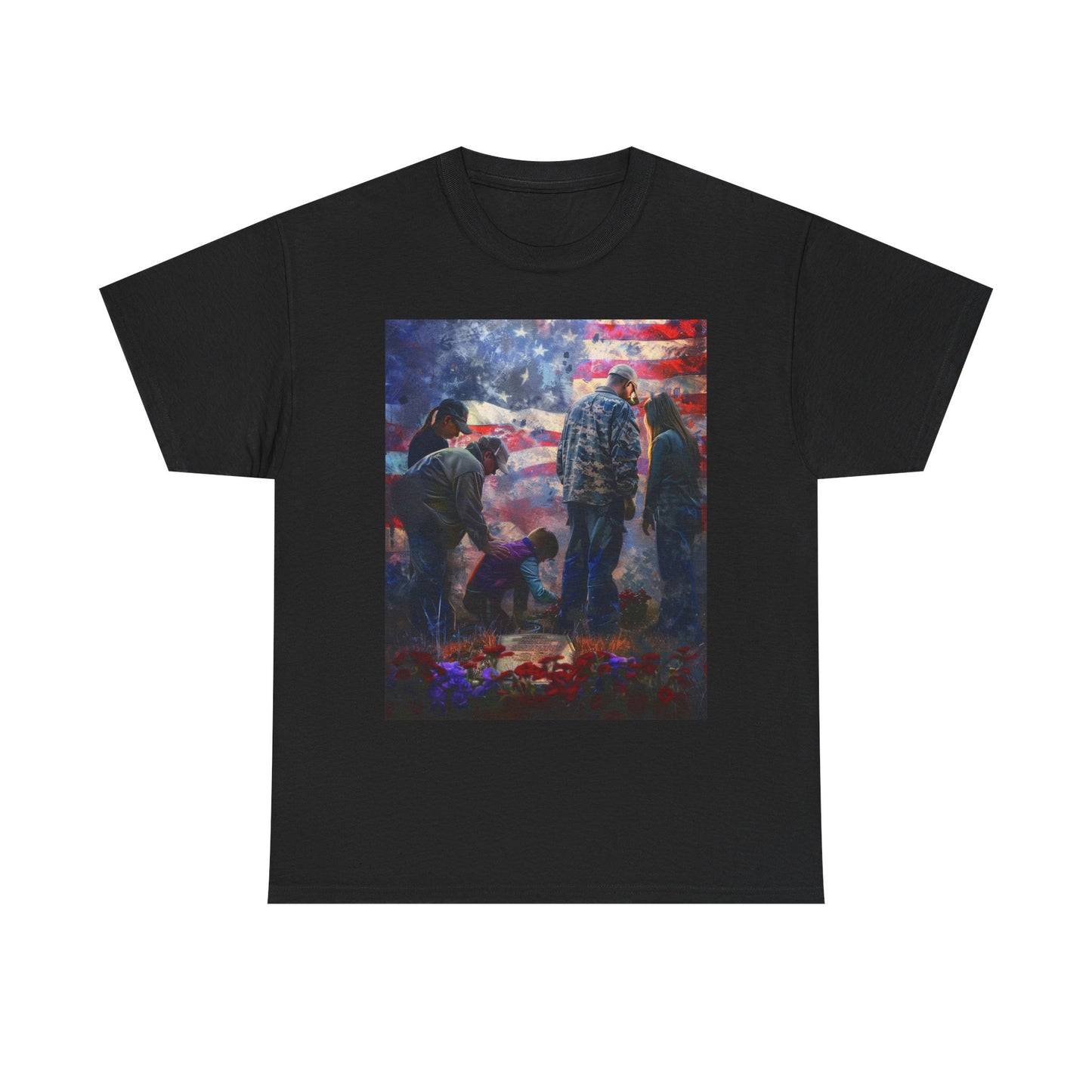 T-Shirt American Flag Soldier Grave Memorial Tribute Unisex Tee