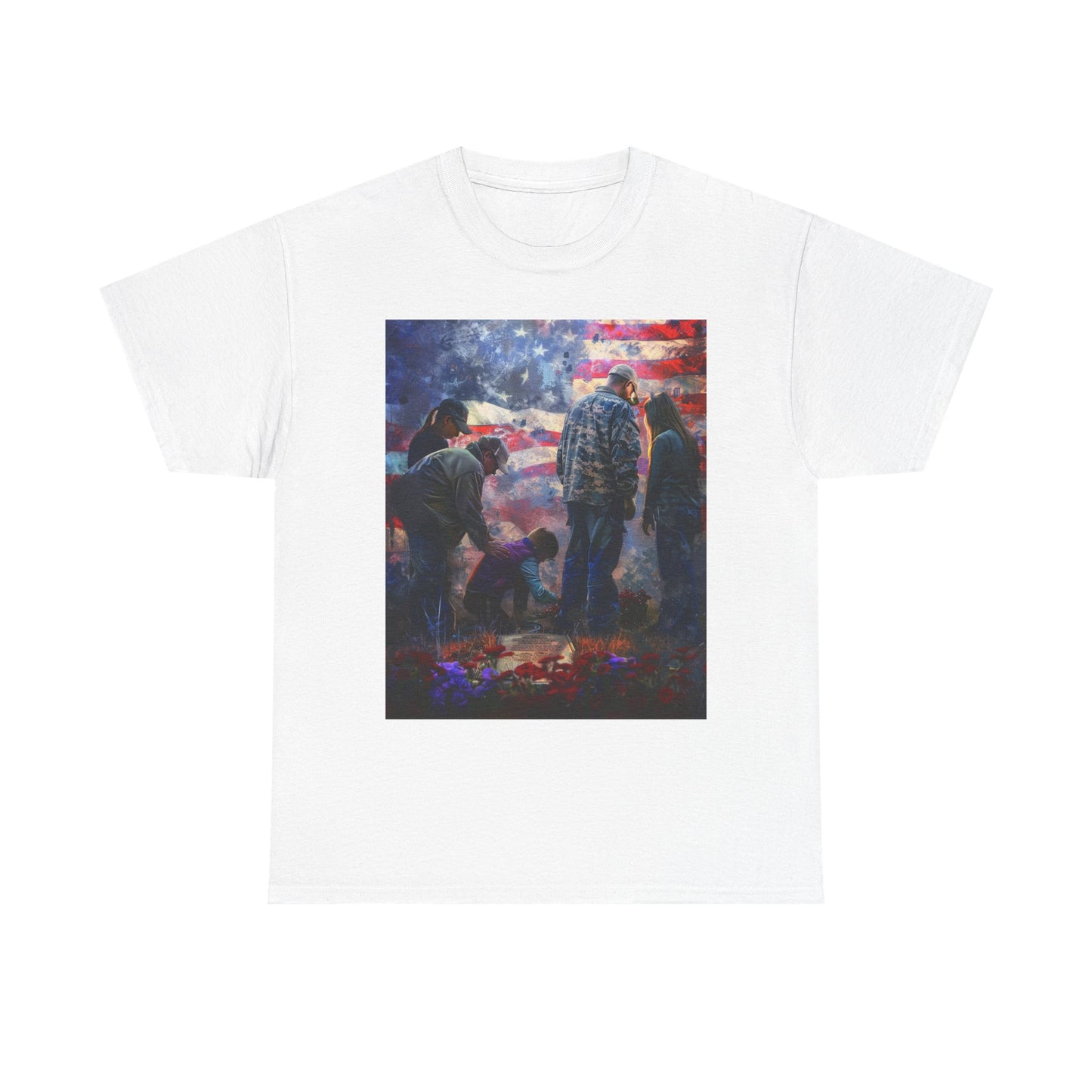 T-Shirt American Flag Soldier Grave Memorial Tribute Unisex Tee