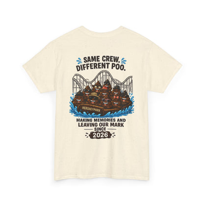 Funny Theme Park T‑Shirt — "Hershey Squirts" Splash Ride Crew Tee (We Came, We Dropped, We Made a Splash)