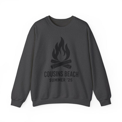 Bonfire Silhouette Crewneck Sweatshirt - Cousins Beach, Summer '25 Minimalist Design