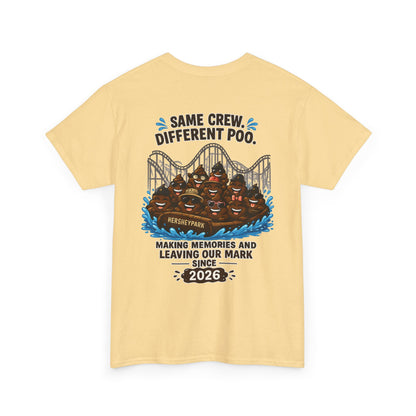 Funny Theme Park T‑Shirt — "Hershey Squirts" Splash Ride Crew Tee (We Came, We Dropped, We Made a Splash)