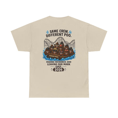 Funny Theme Park T‑Shirt — "Hershey Squirts" Splash Ride Crew Tee (We Came, We Dropped, We Made a Splash)