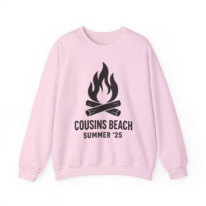 Bonfire Silhouette Crewneck Sweatshirt - Cousins Beach, Summer '25 Minimalist Design