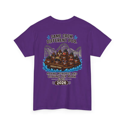 Funny Theme Park T‑Shirt — "Hershey Squirts" Splash Ride Crew Tee (We Came, We Dropped, We Made a Splash)