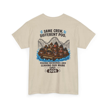 Funny Theme Park T‑Shirt — "Hershey Squirts" Splash Ride Crew Tee (We Came, We Dropped, We Made a Splash)