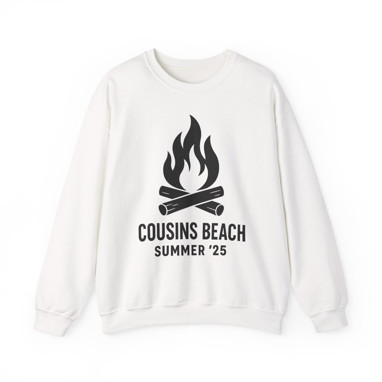 Bonfire Silhouette Crewneck Sweatshirt - Cousins Beach, Summer '25 Minimalist Design