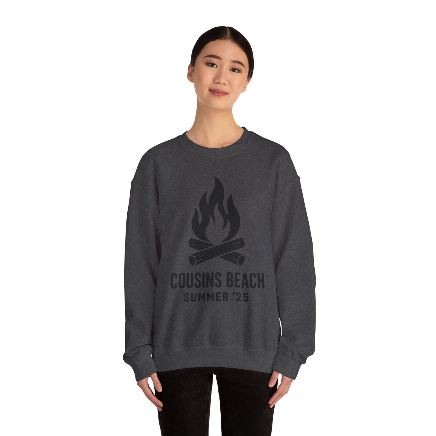 Bonfire Silhouette Crewneck Sweatshirt - Cousins Beach, Summer '25 Minimalist Design