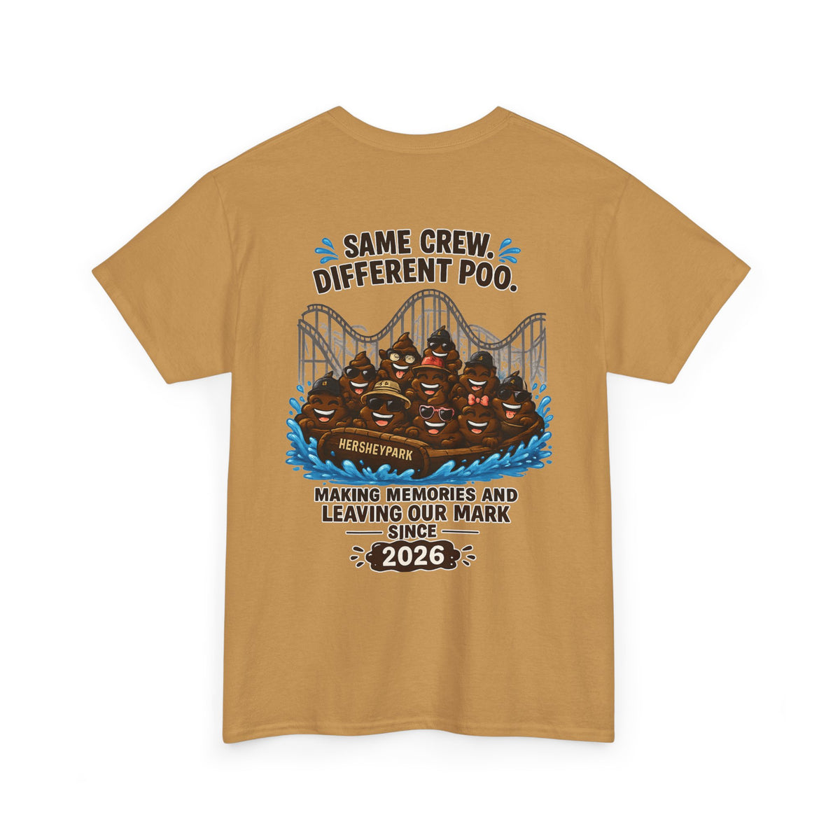 Funny Theme Park T‑Shirt — "Hershey Squirts" Splash Ride Crew Tee (We Came, We Dropped, We Made a Splash)