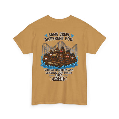 Funny Theme Park T‑Shirt — "Hershey Squirts" Splash Ride Crew Tee (We Came, We Dropped, We Made a Splash)