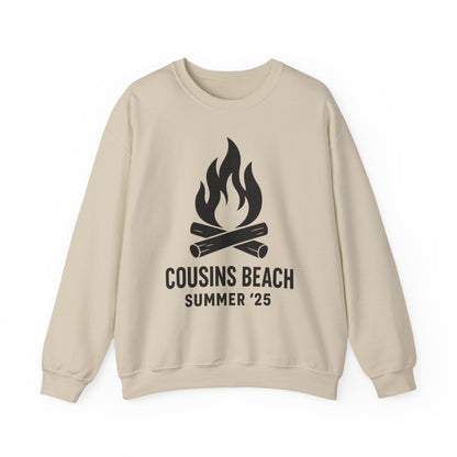 Bonfire Silhouette Crewneck Sweatshirt - Cousins Beach, Summer '25 Minimalist Design