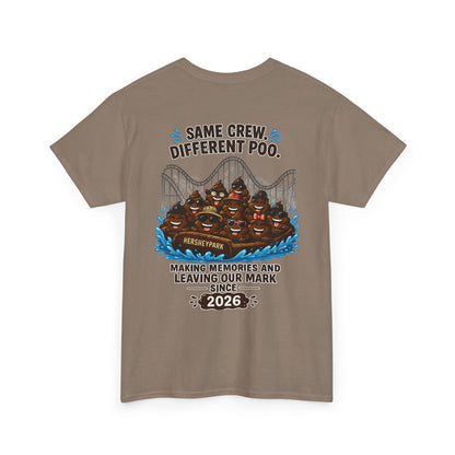 Funny Theme Park T‑Shirt — "Hershey Squirts" Splash Ride Crew Tee (We Came, We Dropped, We Made a Splash)