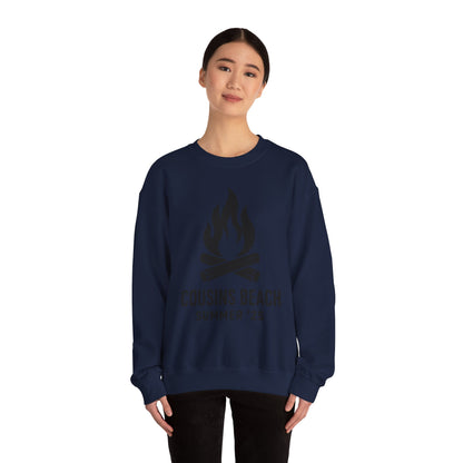 Bonfire Silhouette Crewneck Sweatshirt - Cousins Beach, Summer '25 Minimalist Design