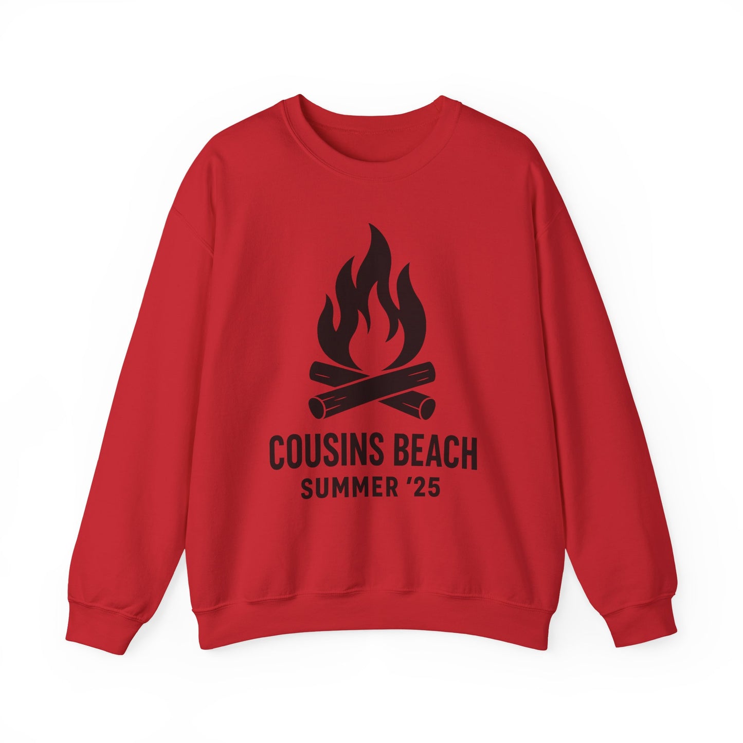 Bonfire Silhouette Crewneck Sweatshirt - Cousins Beach, Summer '25 Minimalist Design