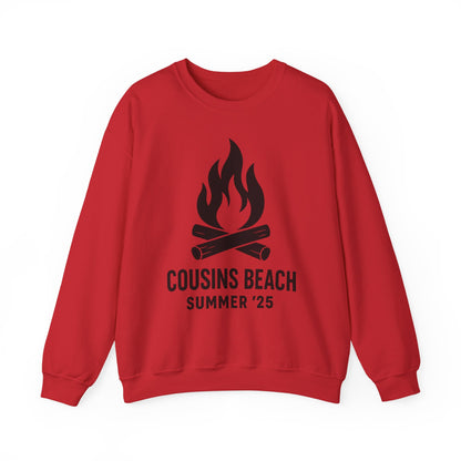 Bonfire Silhouette Crewneck Sweatshirt - Cousins Beach, Summer '25 Minimalist Design