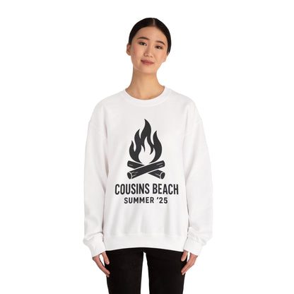 Bonfire Silhouette Crewneck Sweatshirt - Cousins Beach, Summer '25 Minimalist Design