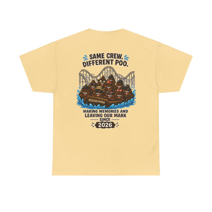 Funny Theme Park T‑Shirt — "Hershey Squirts" Splash Ride Crew Tee (We Came, We Dropped, We Made a Splash)