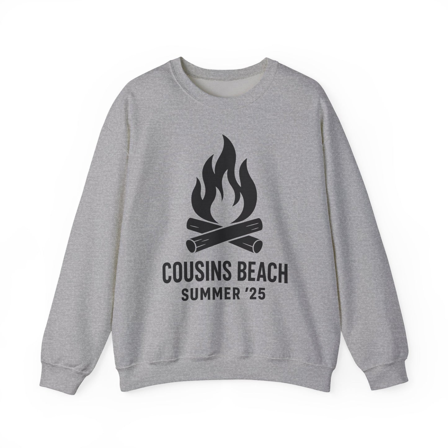 Bonfire Silhouette Crewneck Sweatshirt - Cousins Beach, Summer '25 Minimalist Design
