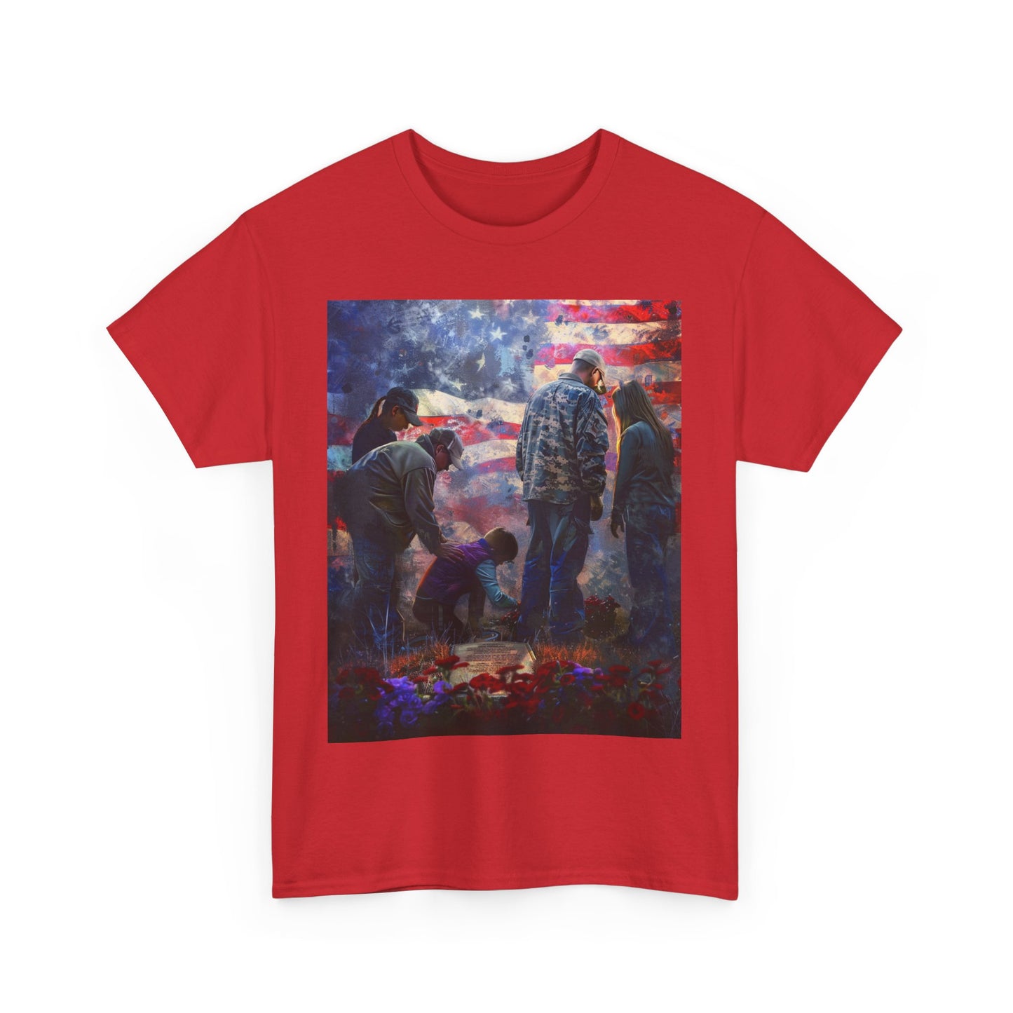 T-Shirt American Flag Soldier Grave Memorial Tribute Unisex Tee