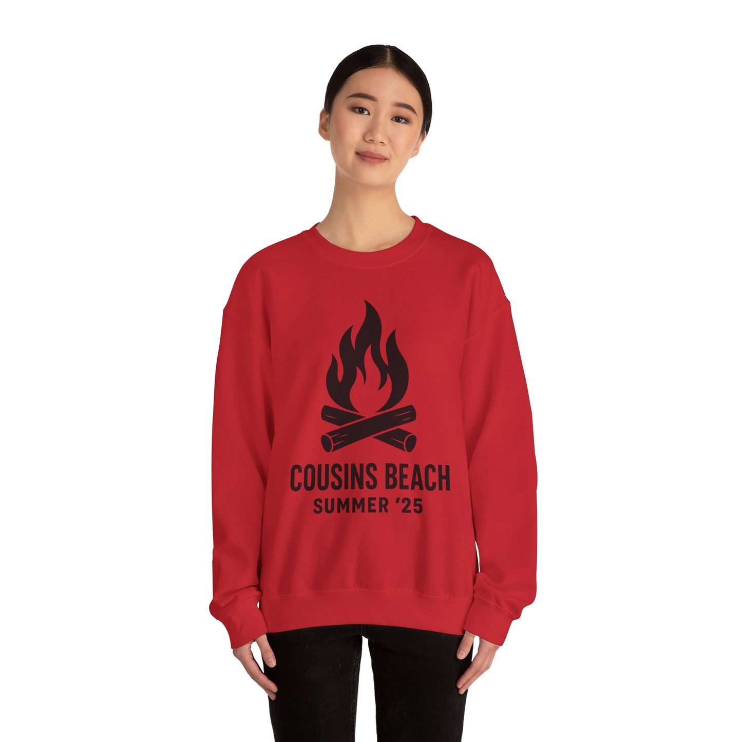Bonfire Silhouette Crewneck Sweatshirt - Cousins Beach, Summer '25 Minimalist Design