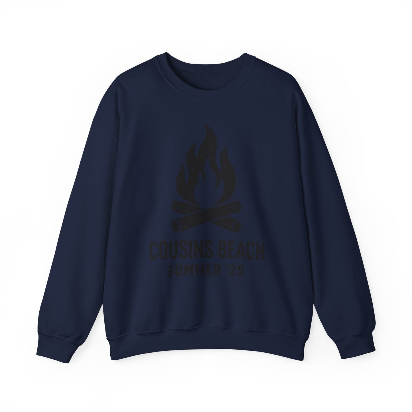 Bonfire Silhouette Crewneck Sweatshirt - Cousins Beach, Summer '25 Minimalist Design